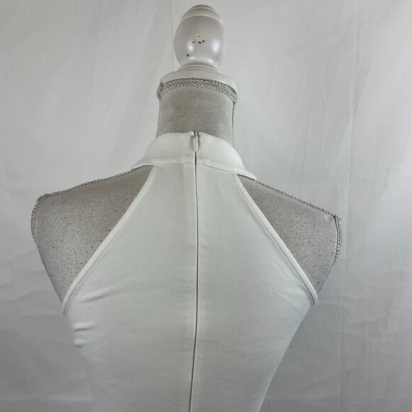 Marcella Wiggle Dress XS White Sleeveless Mock Neck Stretch Maxi - Picture 8 of 12